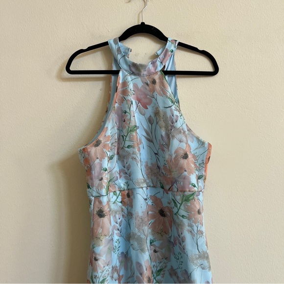 Lulus Forever Exceptional Light Blue Floral Halter Organza Maxi Dress - Picture 8 of 8